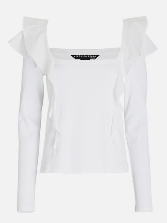 Veronica Beard Tops - Veronica Beard White Long Sleeve Gidea Ruffled Poplin Shirt NWT